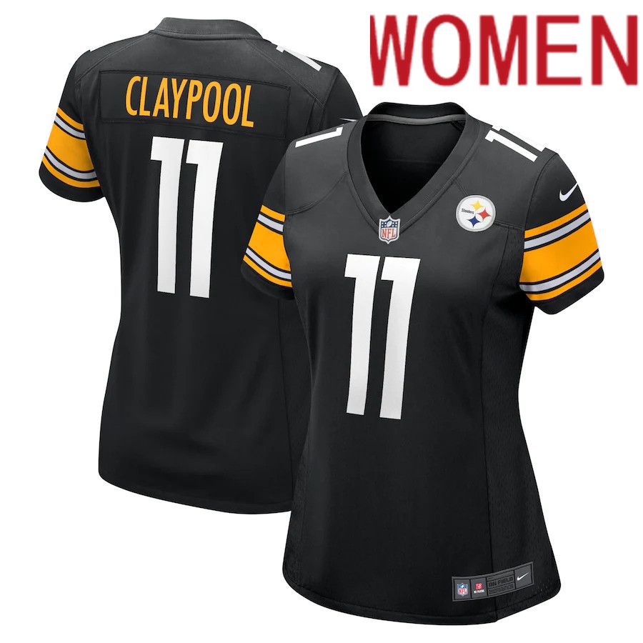 Women Pittsburgh Steelers 11 Chase Claypool Nike Black Player Game NFL Jersey